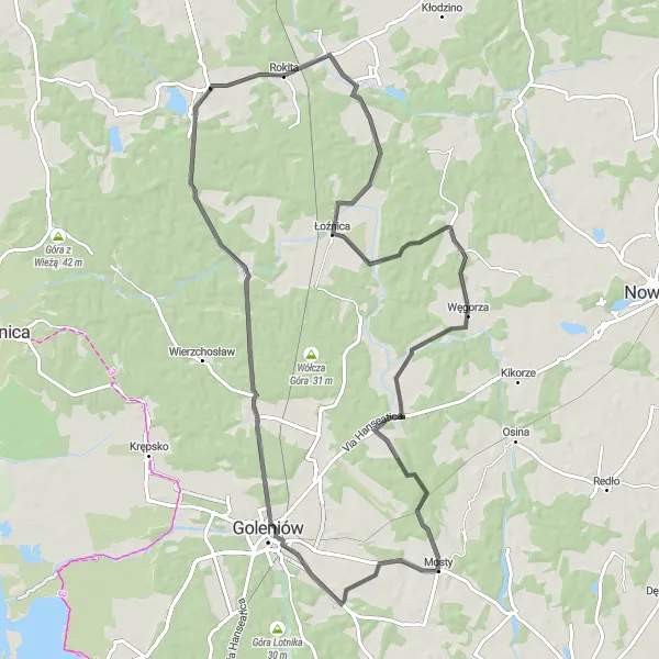Miniatura mapy "Trasa do Mostów" - trasy rowerowej w Zachodniopomorskie, Poland. Wygenerowane przez planer tras rowerowych Tarmacs.app