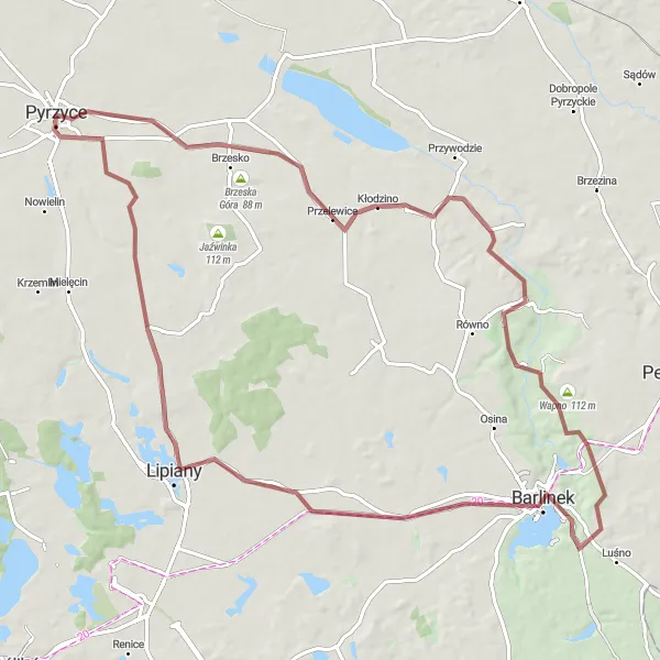 Miniatura mapy "Przez Lipia Górę i Przelewice" - trasy rowerowej w Zachodniopomorskie, Poland. Wygenerowane przez planer tras rowerowych Tarmacs.app