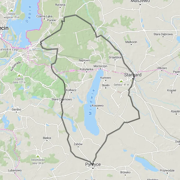 Miniatura mapy "Trasa przez Stargard i Basztę Mnich" - trasy rowerowej w Zachodniopomorskie, Poland. Wygenerowane przez planer tras rowerowych Tarmacs.app