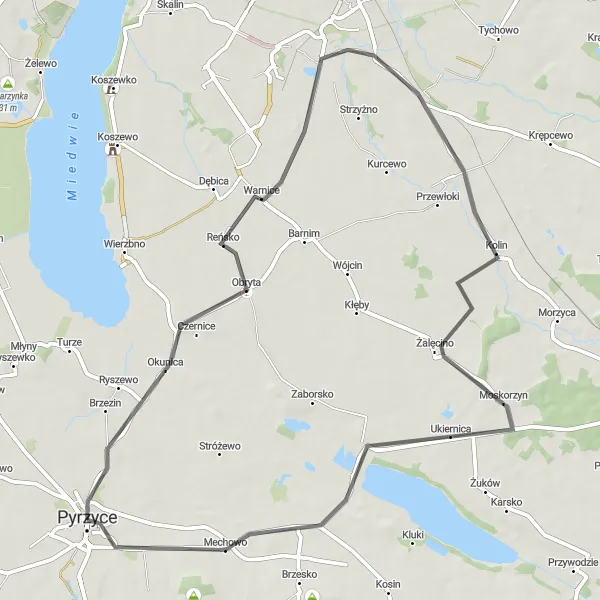 Miniatura mapy "Trasa do Kolina" - trasy rowerowej w Zachodniopomorskie, Poland. Wygenerowane przez planer tras rowerowych Tarmacs.app