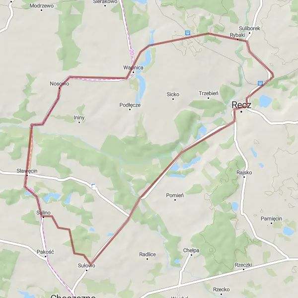 Miniatura mapy "Rowery w Suliborku i okolicach" - trasy rowerowej w Zachodniopomorskie, Poland. Wygenerowane przez planer tras rowerowych Tarmacs.app