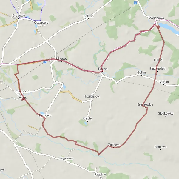 Miniatura mapy "Trasa do Ulikowa i Świętego" - trasy rowerowej w Zachodniopomorskie, Poland. Wygenerowane przez planer tras rowerowych Tarmacs.app