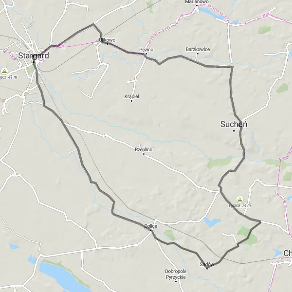 Miniatura mapy "Trasa do Bonina i Morzycy" - trasy rowerowej w Zachodniopomorskie, Poland. Wygenerowane przez planer tras rowerowych Tarmacs.app