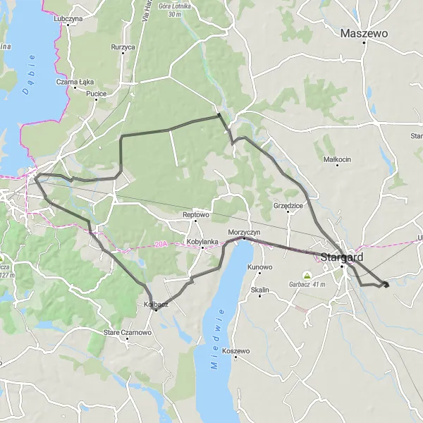 Miniatura mapy "Trasa do Morzyczyna i Świętego" - trasy rowerowej w Zachodniopomorskie, Poland. Wygenerowane przez planer tras rowerowych Tarmacs.app