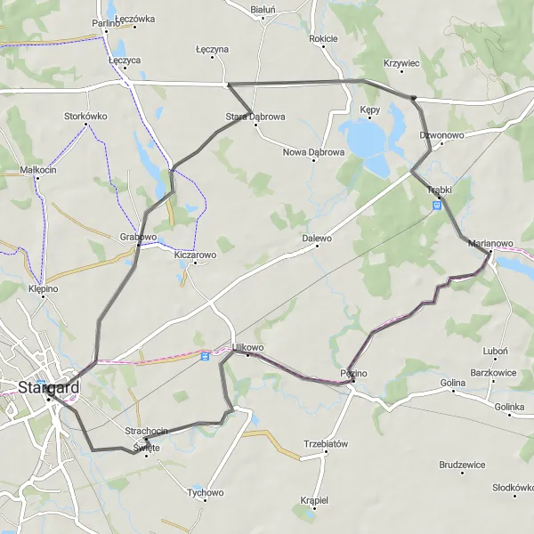 Map miniature of "Brama Wałowa Circuit" cycling inspiration in Zachodniopomorskie, Poland. Generated by Tarmacs.app cycling route planner