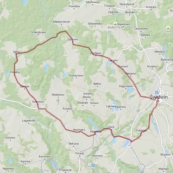 Miniatura mapy "Rowery wśród Iglic i Półchleba" - trasy rowerowej w Zachodniopomorskie, Poland. Wygenerowane przez planer tras rowerowych Tarmacs.app