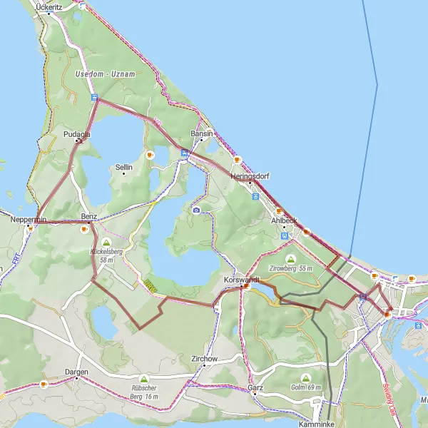 Map miniature of "The Rural Gravel Loop" cycling inspiration in Zachodniopomorskie, Poland. Generated by Tarmacs.app cycling route planner