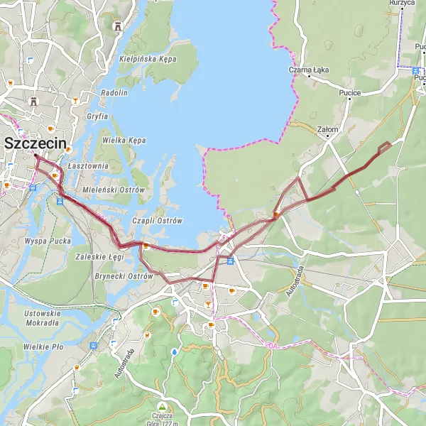 Map miniature of "Castle and Rivers Tour" cycling inspiration in Zachodniopomorskie, Poland. Generated by Tarmacs.app cycling route planner