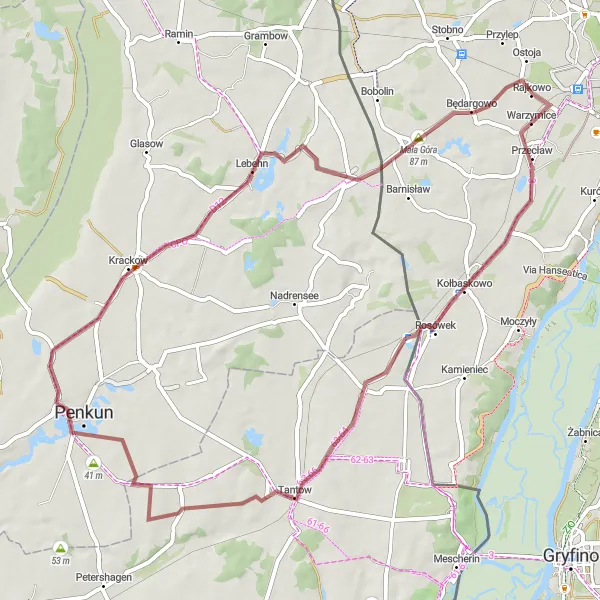 Miniatura mapy "Trasa do Penkuna" - trasy rowerowej w Zachodniopomorskie, Poland. Wygenerowane przez planer tras rowerowych Tarmacs.app