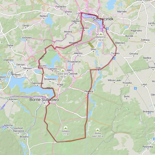 Miniatura mapy "Trasa Gravelowa Szczecinek - Jezioro Trzesiecko" - trasy rowerowej w Zachodniopomorskie, Poland. Wygenerowane przez planer tras rowerowych Tarmacs.app
