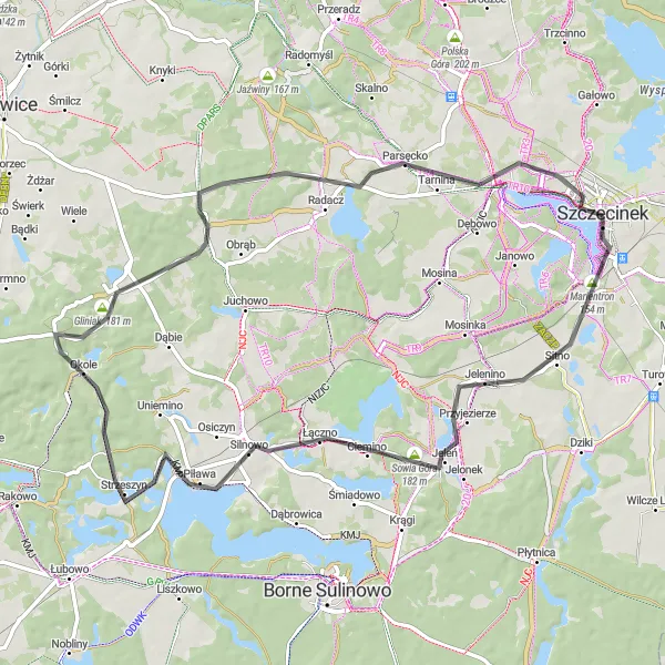 Miniatura mapy "Przełęcz Sowia Góra i Jezioro Trzesiecko" - trasy rowerowej w Zachodniopomorskie, Poland. Wygenerowane przez planer tras rowerowych Tarmacs.app