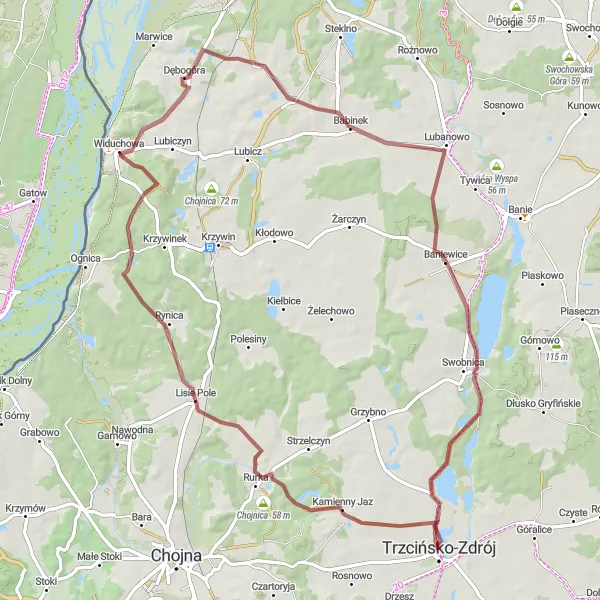Miniatura mapy "Wyzwanie Gravelowe Podróż w Zachodniopomorskiej Przyrodzie" - trasy rowerowej w Zachodniopomorskie, Poland. Wygenerowane przez planer tras rowerowych Tarmacs.app