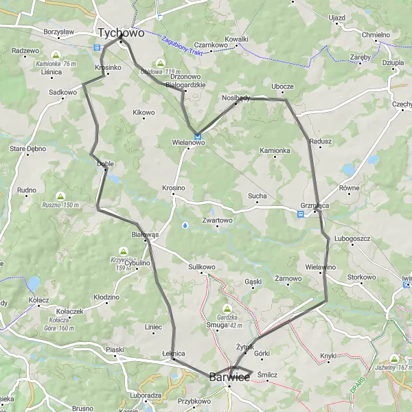 Map miniature of "Scenic Villages Tour" cycling inspiration in Zachodniopomorskie, Poland. Generated by Tarmacs.app cycling route planner