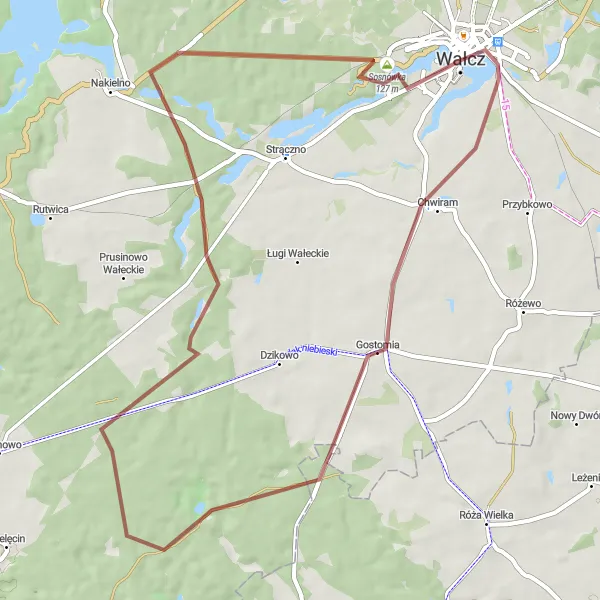 Miniatura mapy "Trasa rowerowa gravel wokół Wałcza" - trasy rowerowej w Zachodniopomorskie, Poland. Wygenerowane przez planer tras rowerowych Tarmacs.app