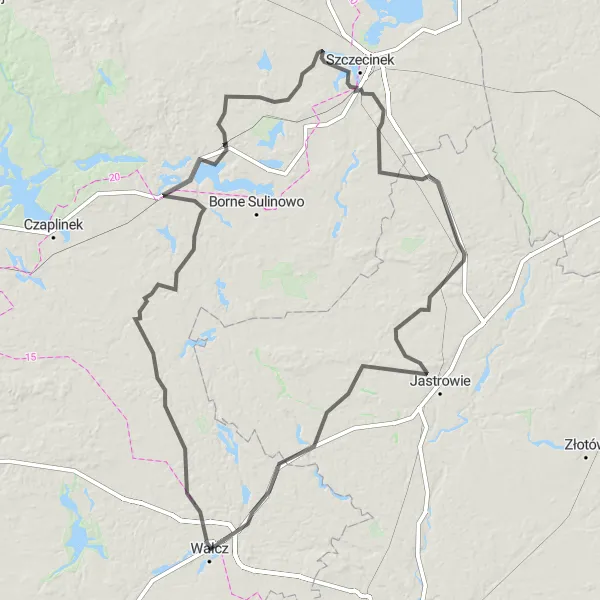 Map miniature of "The Lake District Loop" cycling inspiration in Zachodniopomorskie, Poland. Generated by Tarmacs.app cycling route planner