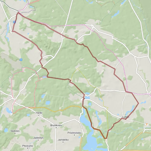 Map miniature of "The Lubno Loop" cycling inspiration in Zachodniopomorskie, Poland. Generated by Tarmacs.app cycling route planner