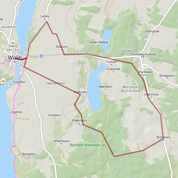 Miniatura mapy "Trasa Gravelowa przez Doliny" - trasy rowerowej w Zachodniopomorskie, Poland. Wygenerowane przez planer tras rowerowych Tarmacs.app