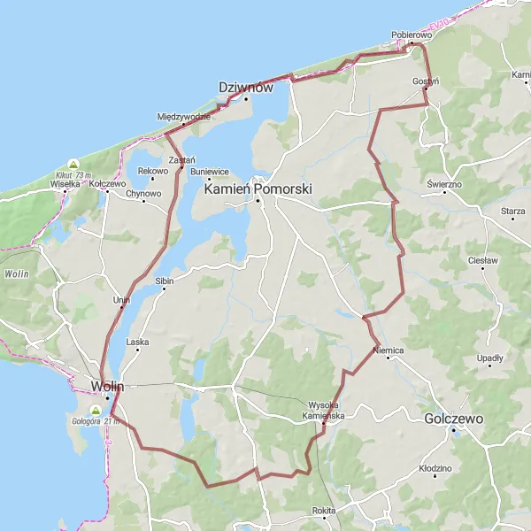 Miniatura mapy "Trasa rowerowa Wolin - Benice" - trasy rowerowej w Zachodniopomorskie, Poland. Wygenerowane przez planer tras rowerowych Tarmacs.app