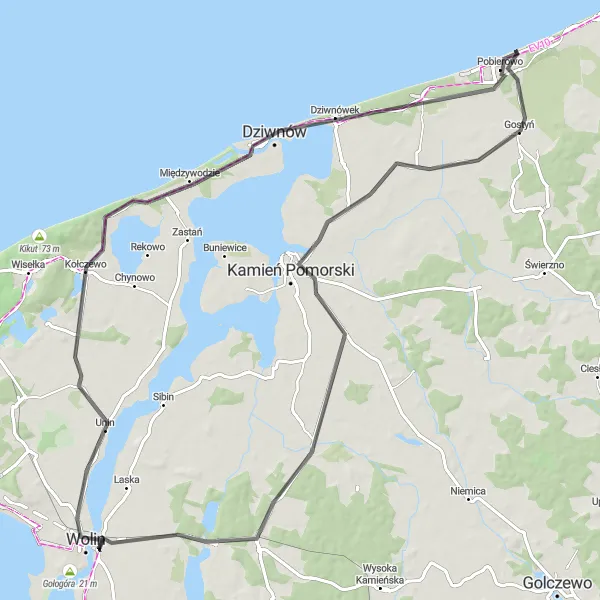 Miniatura mapy "Trasa rowerowa Wolin - Rzeczyn" - trasy rowerowej w Zachodniopomorskie, Poland. Wygenerowane przez planer tras rowerowych Tarmacs.app