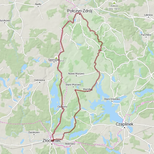 Miniatura mapy "Trasa na obrzeża Toporzyka" - trasy rowerowej w Zachodniopomorskie, Poland. Wygenerowane przez planer tras rowerowych Tarmacs.app