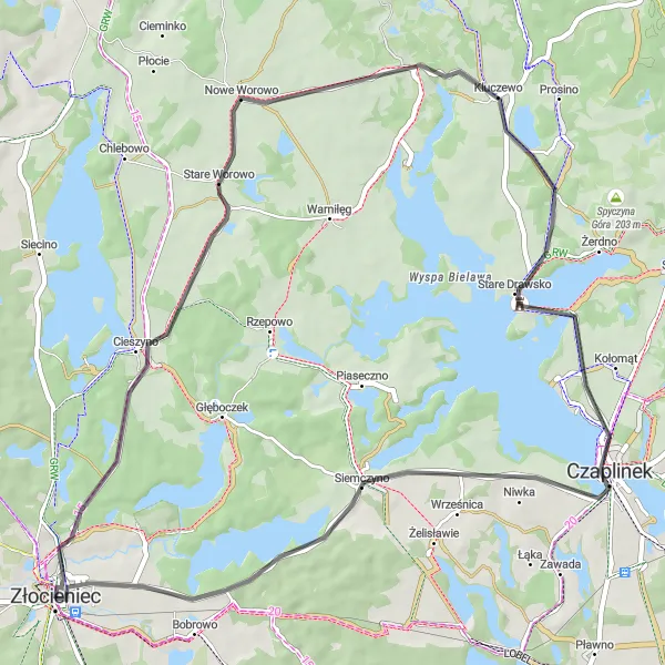 Miniatura mapy "Trasa do Starego Worowa" - trasy rowerowej w Zachodniopomorskie, Poland. Wygenerowane przez planer tras rowerowych Tarmacs.app