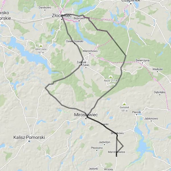 Miniatura mapy "Przez Sośnicę i Bronikowo" - trasy rowerowej w Zachodniopomorskie, Poland. Wygenerowane przez planer tras rowerowych Tarmacs.app
