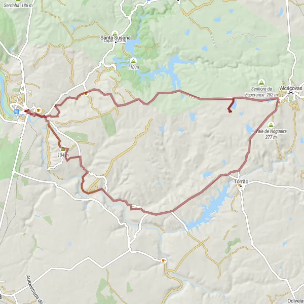 Map miniature of "Gravel Adventure" cycling inspiration in Alentejo, Portugal. Generated by Tarmacs.app cycling route planner