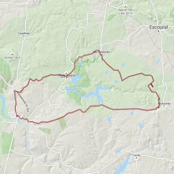 Miniatura do mapa de inspiração para ciclismo "Rota da Lapa e Outeiro da Cruz" em Alentejo, Portugal. Gerado pelo planejador de rotas de ciclismo Tarmacs.app