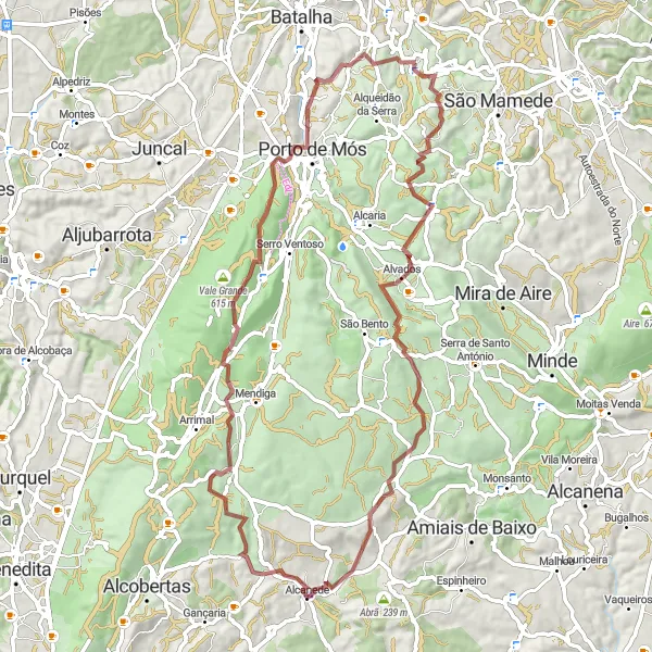 Miniatura do mapa de inspiração para ciclismo "Rota das Aldeias Rurais" em Alentejo, Portugal. Gerado pelo planejador de rotas de ciclismo Tarmacs.app