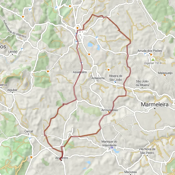 Map miniature of "The Gravel Adventure" cycling inspiration in Alentejo, Portugal. Generated by Tarmacs.app cycling route planner