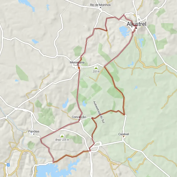 Miniatura do mapa de inspiração para ciclismo "Rota dos Caminhos Rurais" em Alentejo, Portugal. Gerado pelo planejador de rotas de ciclismo Tarmacs.app