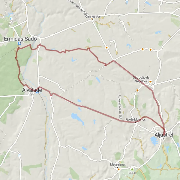 Miniatura do mapa de inspiração para ciclismo "Aventura na Serra do Alentejo" em Alentejo, Portugal. Gerado pelo planejador de rotas de ciclismo Tarmacs.app