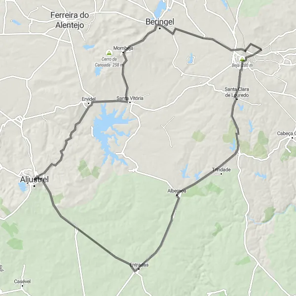 Miniatura do mapa de inspiração para ciclismo "Rota dos Castelos do Alentejo" em Alentejo, Portugal. Gerado pelo planejador de rotas de ciclismo Tarmacs.app