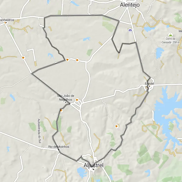 Miniatura do mapa de inspiração para ciclismo "Circuito das Moinhos" em Alentejo, Portugal. Gerado pelo planejador de rotas de ciclismo Tarmacs.app