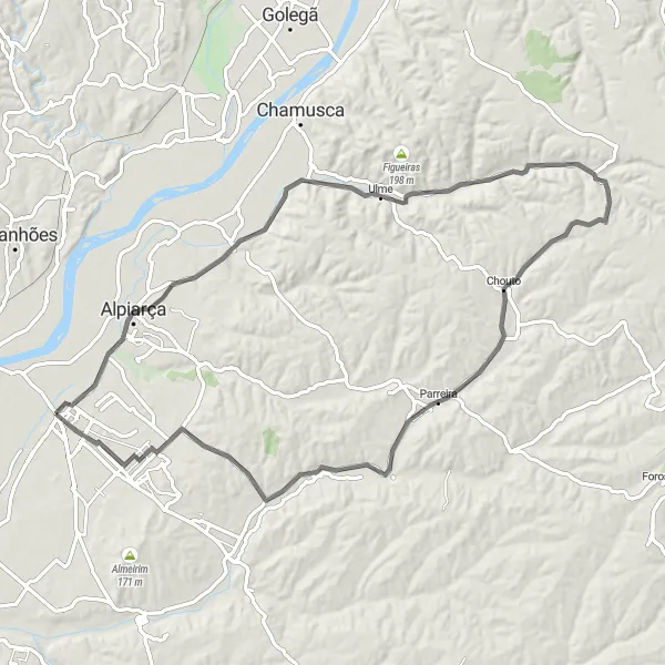 Map miniature of "The Cultural Road Adventure" cycling inspiration in Alentejo, Portugal. Generated by Tarmacs.app cycling route planner