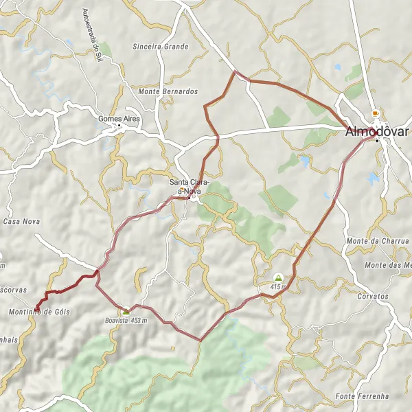 Miniatura do mapa de inspiração para ciclismo "Rota da Boavista" em Alentejo, Portugal. Gerado pelo planejador de rotas de ciclismo Tarmacs.app
