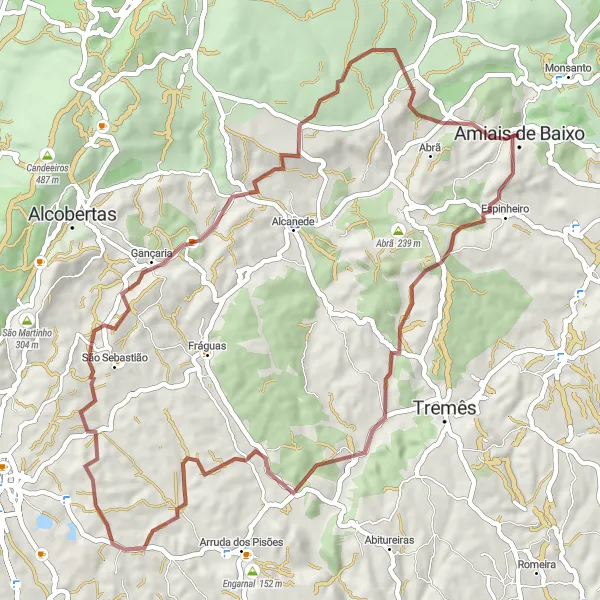 Miniatura do mapa de inspiração para ciclismo "Rota das Colinas de Alentejo" em Alentejo, Portugal. Gerado pelo planejador de rotas de ciclismo Tarmacs.app