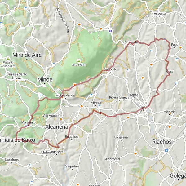 Miniatura do mapa de inspiração para ciclismo "Rota de Gravel de Amiães de Baixo" em Alentejo, Portugal. Gerado pelo planejador de rotas de ciclismo Tarmacs.app
