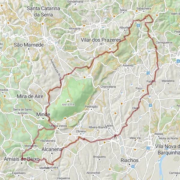 Miniatura do mapa de inspiração para ciclismo "Exploração do Interior Alentejano" em Alentejo, Portugal. Gerado pelo planejador de rotas de ciclismo Tarmacs.app