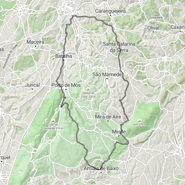 Miniatura do mapa de inspiração para ciclismo "Rota de Estrada das Colinas Alentejanas" em Alentejo, Portugal. Gerado pelo planejador de rotas de ciclismo Tarmacs.app