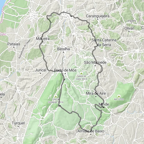 Miniatura do mapa de inspiração para ciclismo "Desafio das Estradas de Alentejo" em Alentejo, Portugal. Gerado pelo planejador de rotas de ciclismo Tarmacs.app