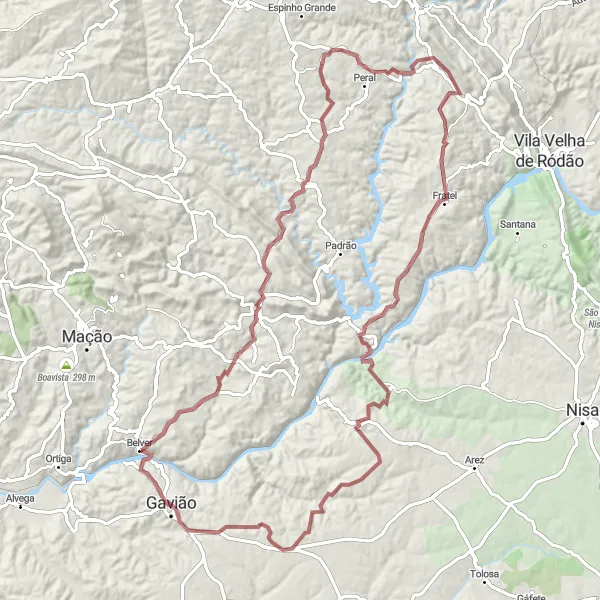 Miniatura do mapa de inspiração para ciclismo "Trilho da Serra e Barragem" em Alentejo, Portugal. Gerado pelo planejador de rotas de ciclismo Tarmacs.app