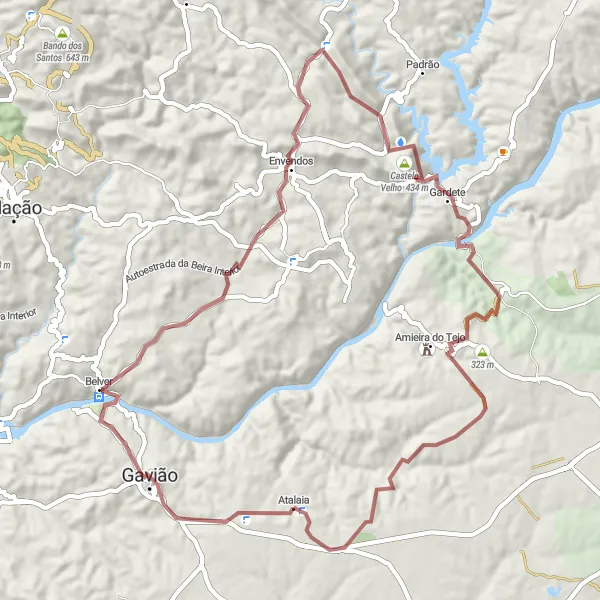 Miniatura do mapa de inspiração para ciclismo "Trilho das Terras Ancestrais" em Alentejo, Portugal. Gerado pelo planejador de rotas de ciclismo Tarmacs.app
