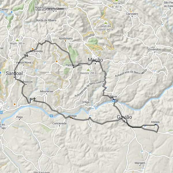 Miniatura do mapa de inspiração para ciclismo "Circuito dos Castelos e Montanhas" em Alentejo, Portugal. Gerado pelo planejador de rotas de ciclismo Tarmacs.app