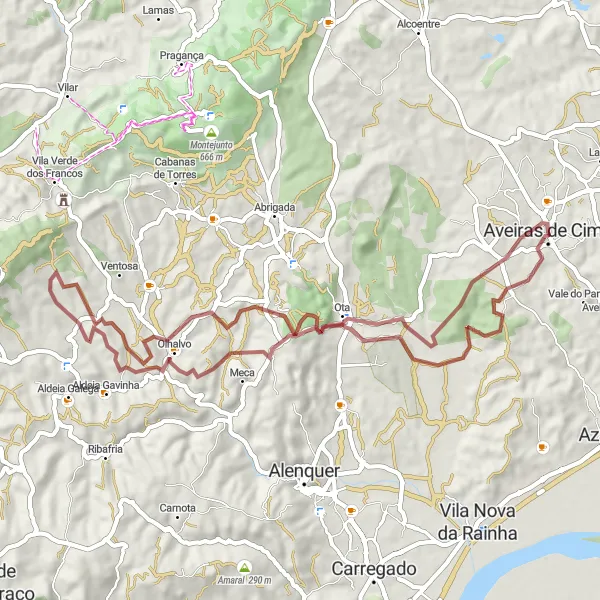 Miniatura do mapa de inspiração para ciclismo "Caminho da Relva" em Alentejo, Portugal. Gerado pelo planejador de rotas de ciclismo Tarmacs.app