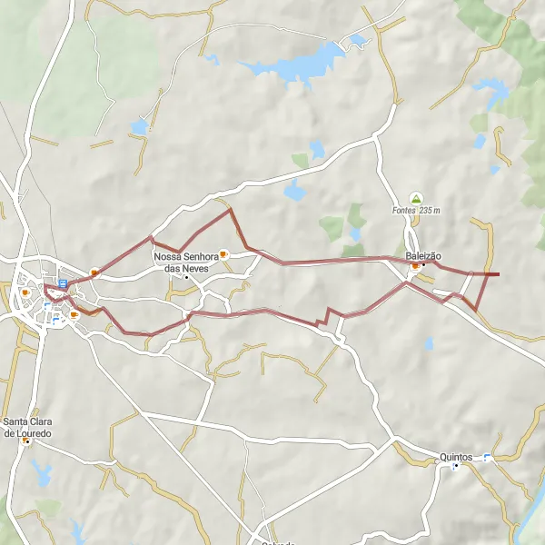 Miniatura do mapa de inspiração para ciclismo "Rural Tour Gravel" em Alentejo, Portugal. Gerado pelo planejador de rotas de ciclismo Tarmacs.app