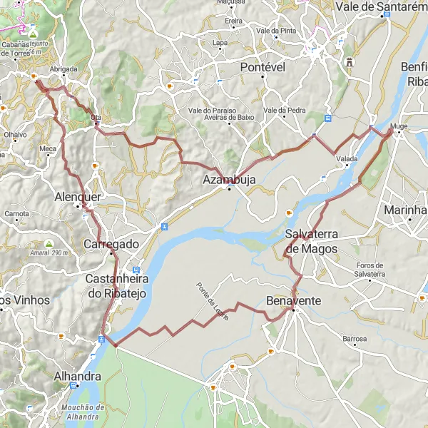 Miniatura do mapa de inspiração para ciclismo "Rota da Serra de Ota" em Alentejo, Portugal. Gerado pelo planejador de rotas de ciclismo Tarmacs.app