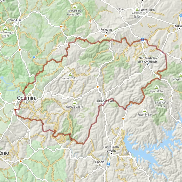 Miniatura do mapa de inspiração para ciclismo "Desafio de Luzianes-Gare a Boavista dos Pinheiros" em Alentejo, Portugal. Gerado pelo planejador de rotas de ciclismo Tarmacs.app