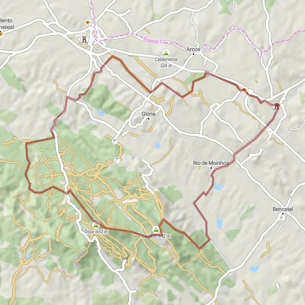 Miniatura do mapa de inspiração para ciclismo "Rota das Adegas" em Alentejo, Portugal. Gerado pelo planejador de rotas de ciclismo Tarmacs.app
