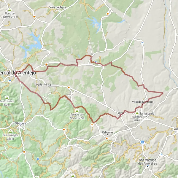 Miniatura do mapa de inspiração para ciclismo "Rota de Ciclismo em Terra pelos Vales Alentejanos" em Alentejo, Portugal. Gerado pelo planejador de rotas de ciclismo Tarmacs.app